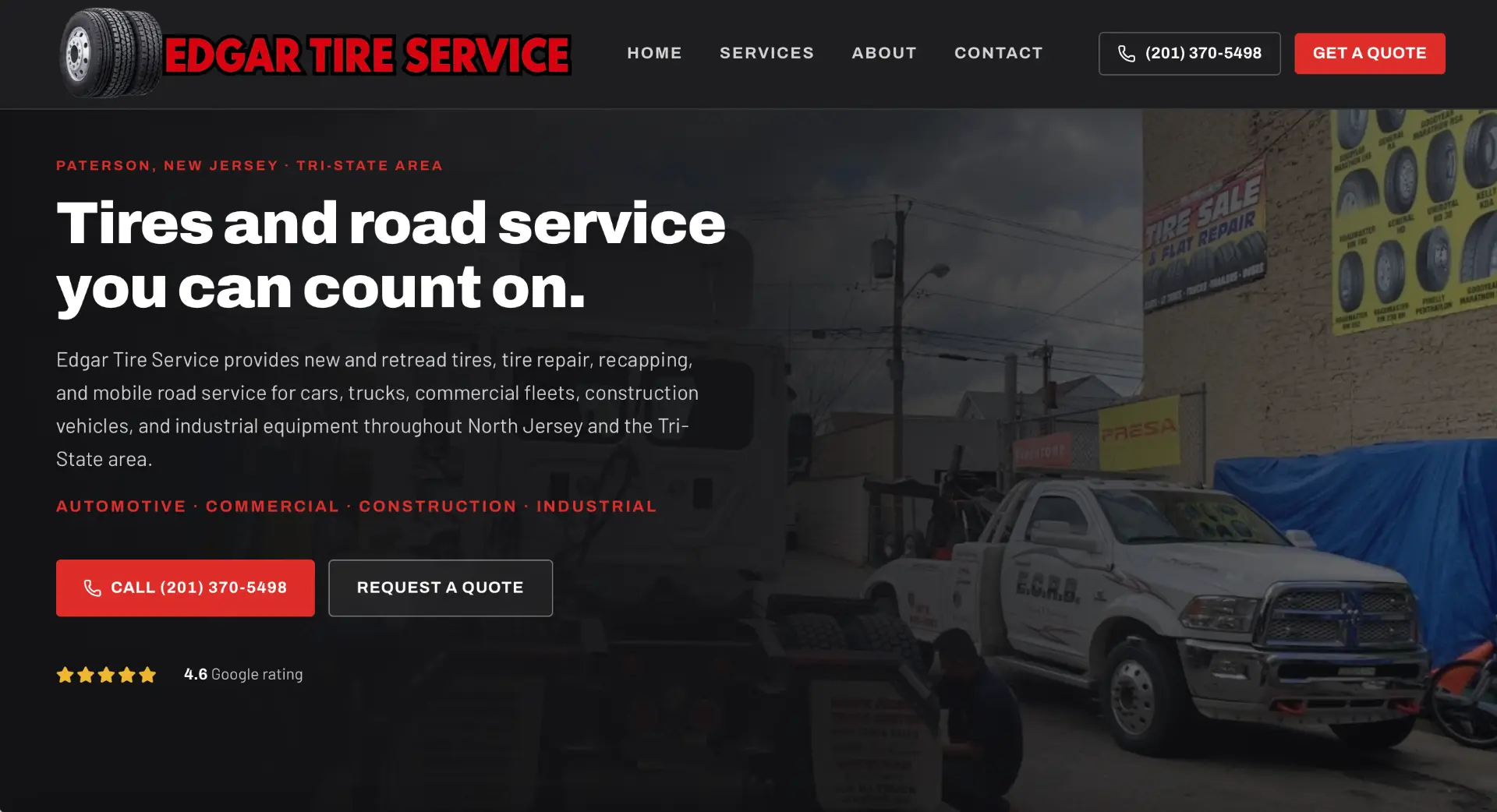 Edgar Tire Service website design by Kasa Lume